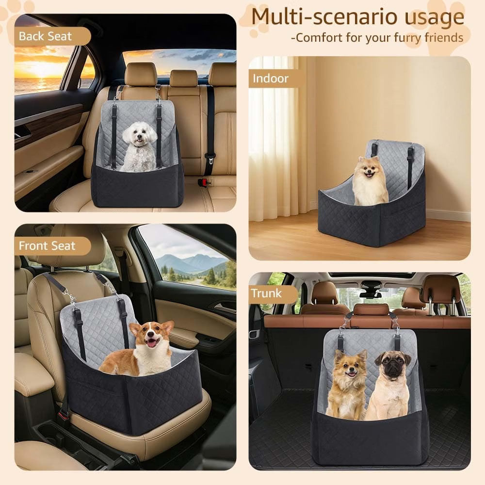 Dog Car Booster Seat Large Medium Washable Backseat Bed Safety Belts Black Grey