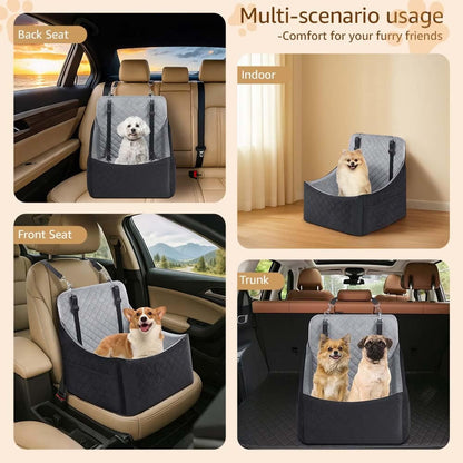 Dog Car Booster Seat Large Medium Washable Backseat Bed Safety Belts Black Grey