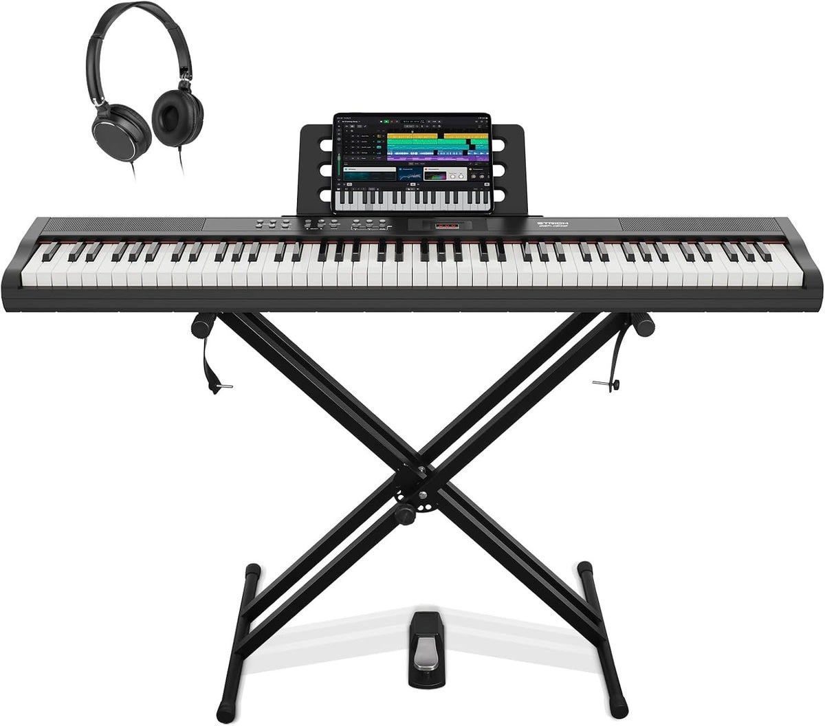 Digital Piano Keyboard 88 Keys Semi Weighted Electric Stand Sustain Pedal USB