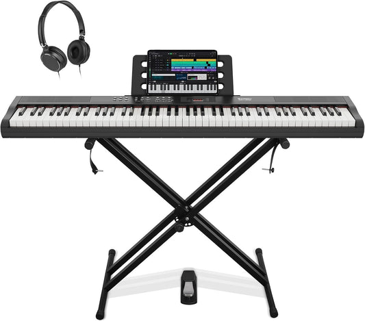 Digital Piano Keyboard 88 Keys Semi Weighted Electric Stand Sustain Pedal USB