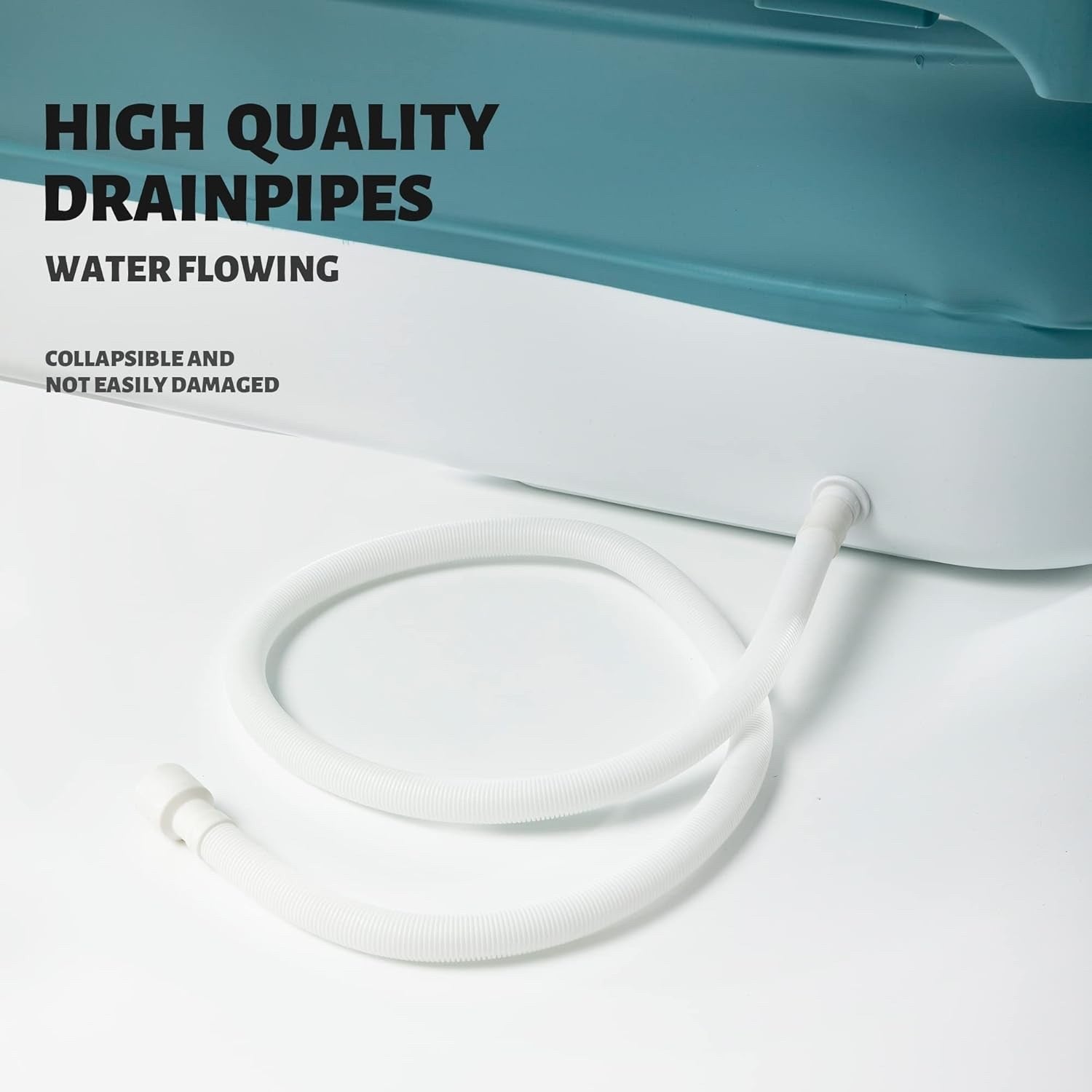 Schwänlein Foldable Adult Bathtub Portable Bath Tub Pillow & Basket Blue