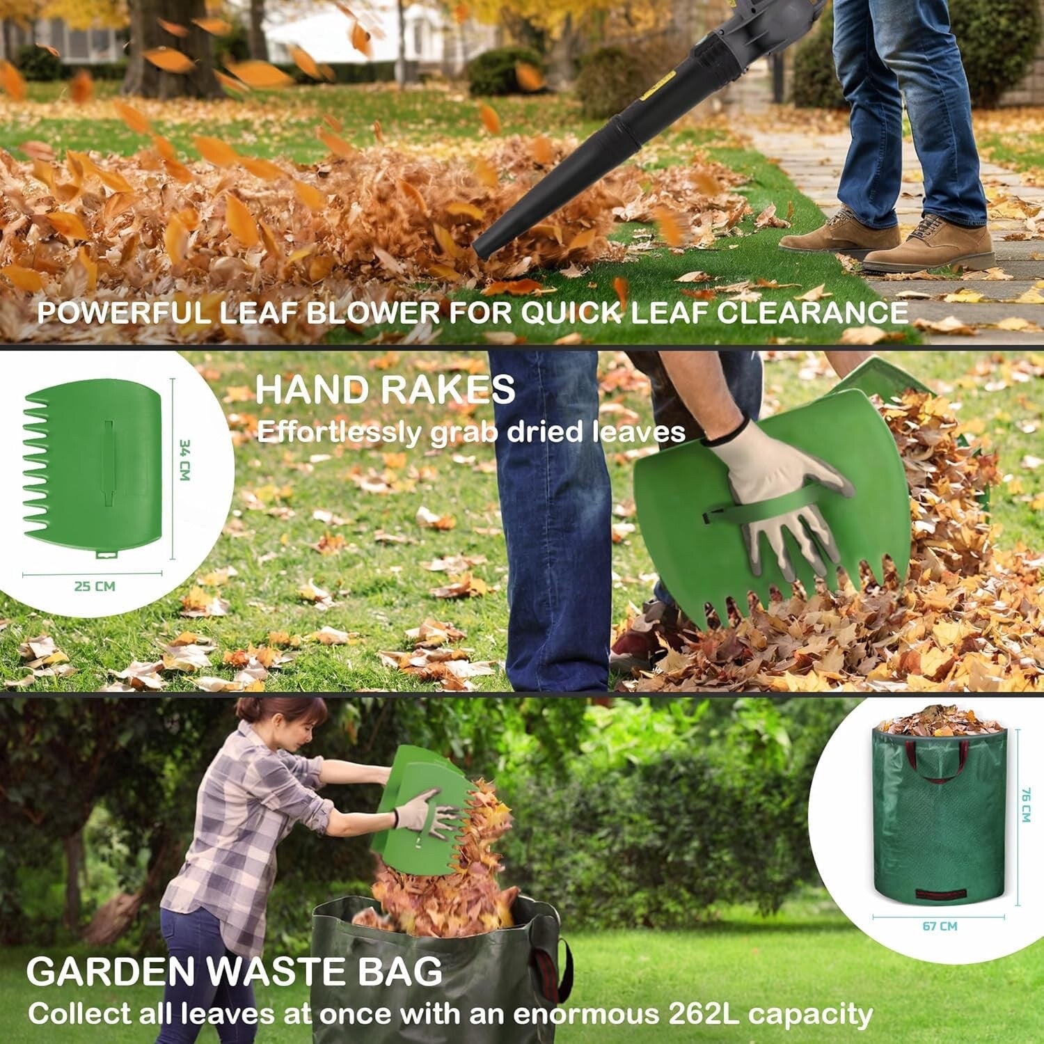 Leaf Blower Set by Bluemars - Powerful 3000W 8m Corded Garden Blower