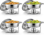 4pc 5L Stainless Steel Chafing Dish Set Round Buffet Food Warmer Catering