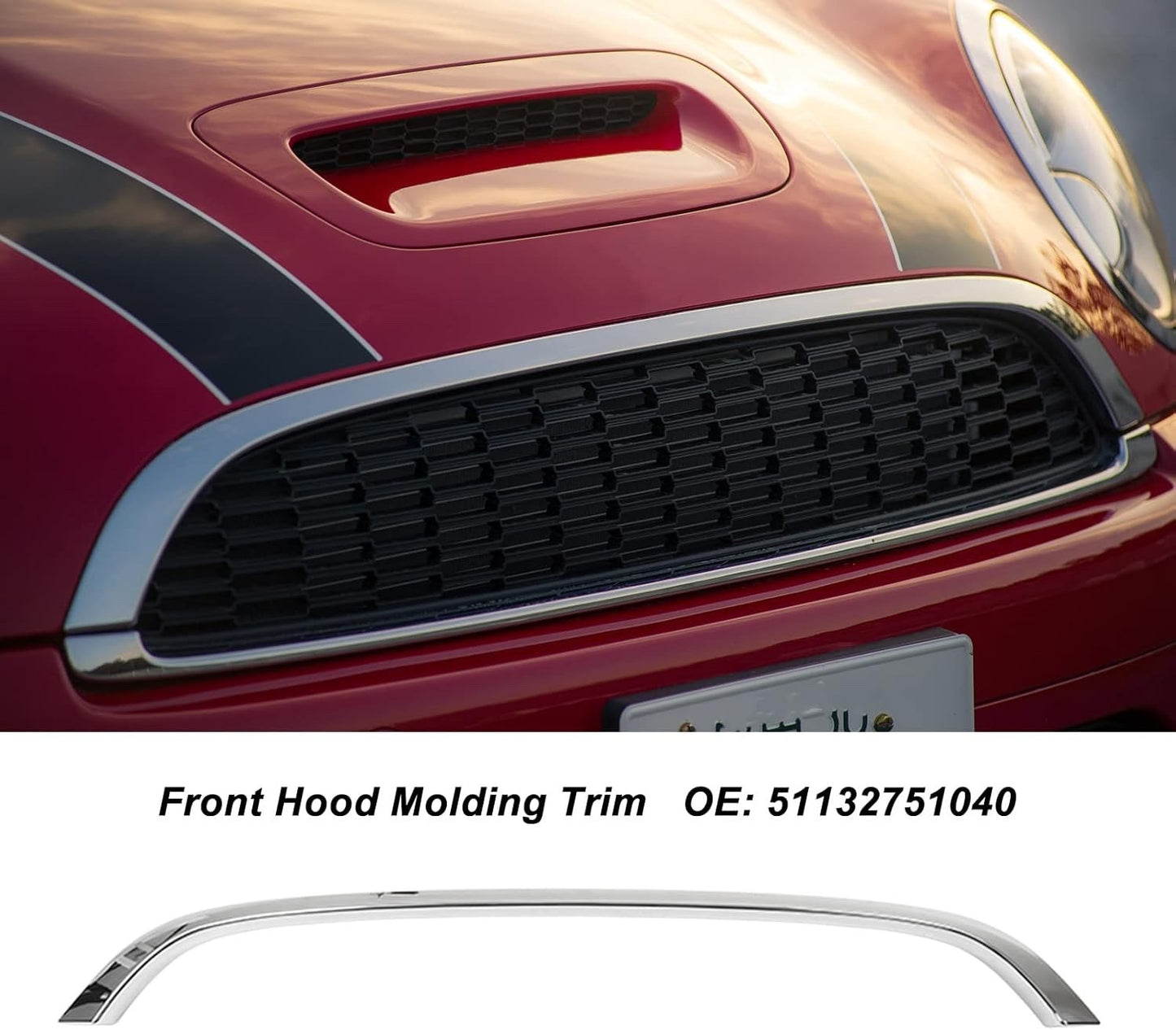 Bonnet Grille Trim Molding Chrome 51132751040 MINI Cooper R55 R56 R57 R58 R59