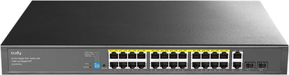 24 Port Gigabit PoE Network Switch 300W Unmanaged Ethernet 2 SFP Rackmount LAN