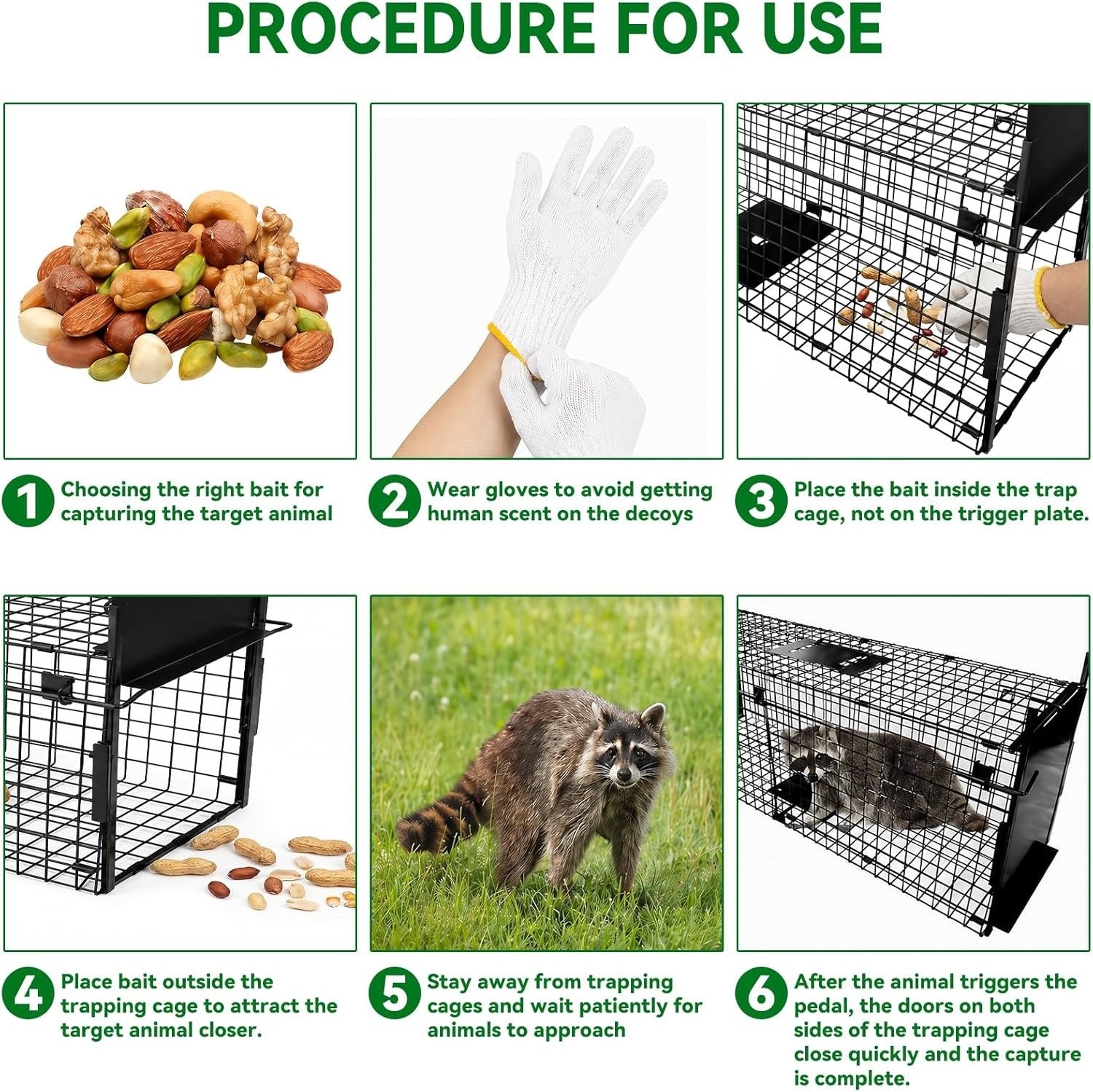 Humane Animal Trap Cage Double Door 84x33x 28 cm Metal Live Catch Rabbit Black