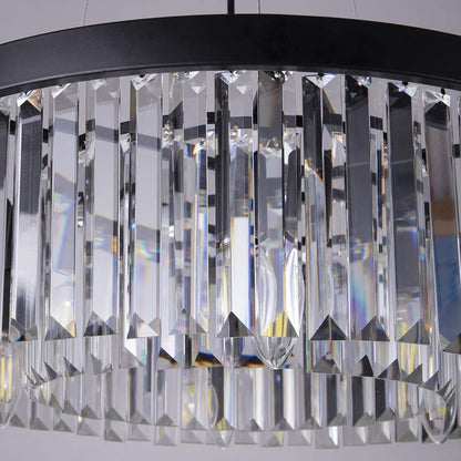 Crystal Chandelier Pendant Light 6-Light Black Modern Ceiling Fixture 21.65in