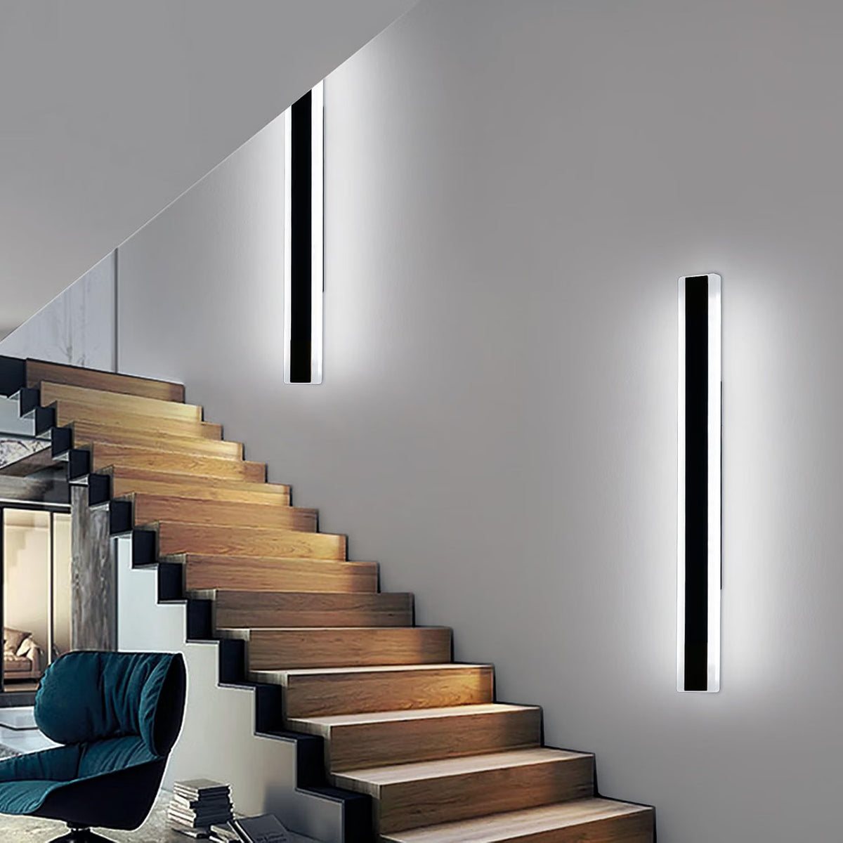 Outdoor Wall Light LED Vertical 100cm 32W 6500K Cool White IP65 Waterproof Black