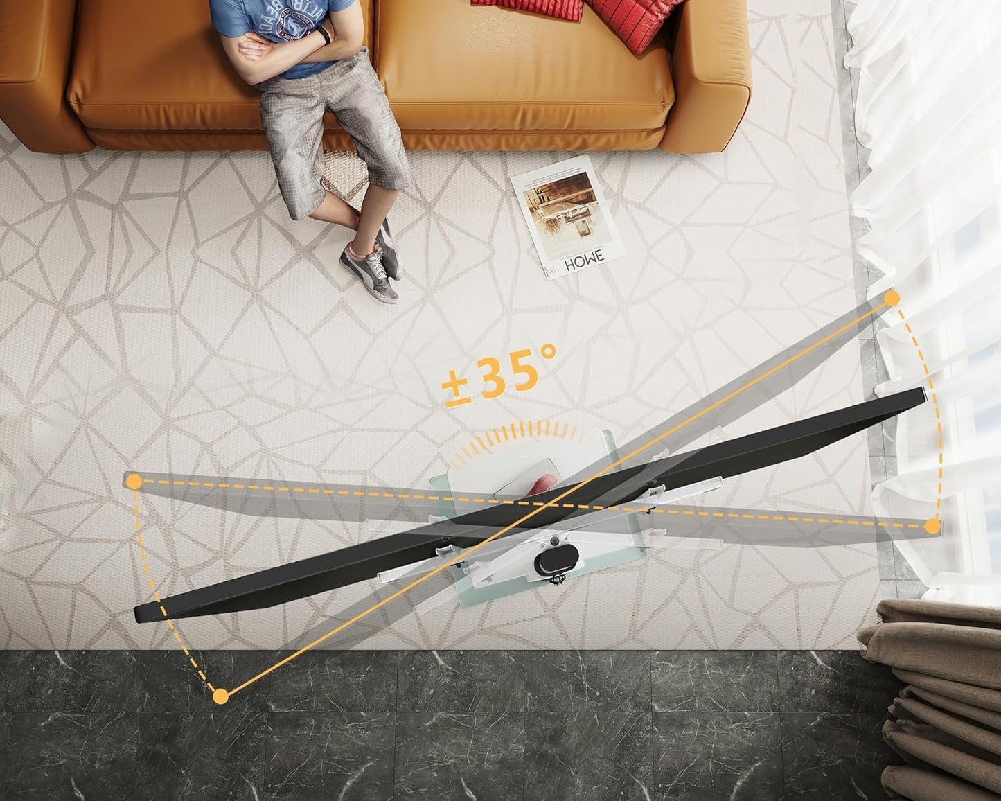 TV Floor Stand 32-60 Inch Swivel Height Adjustable VESA 600x400 White Base