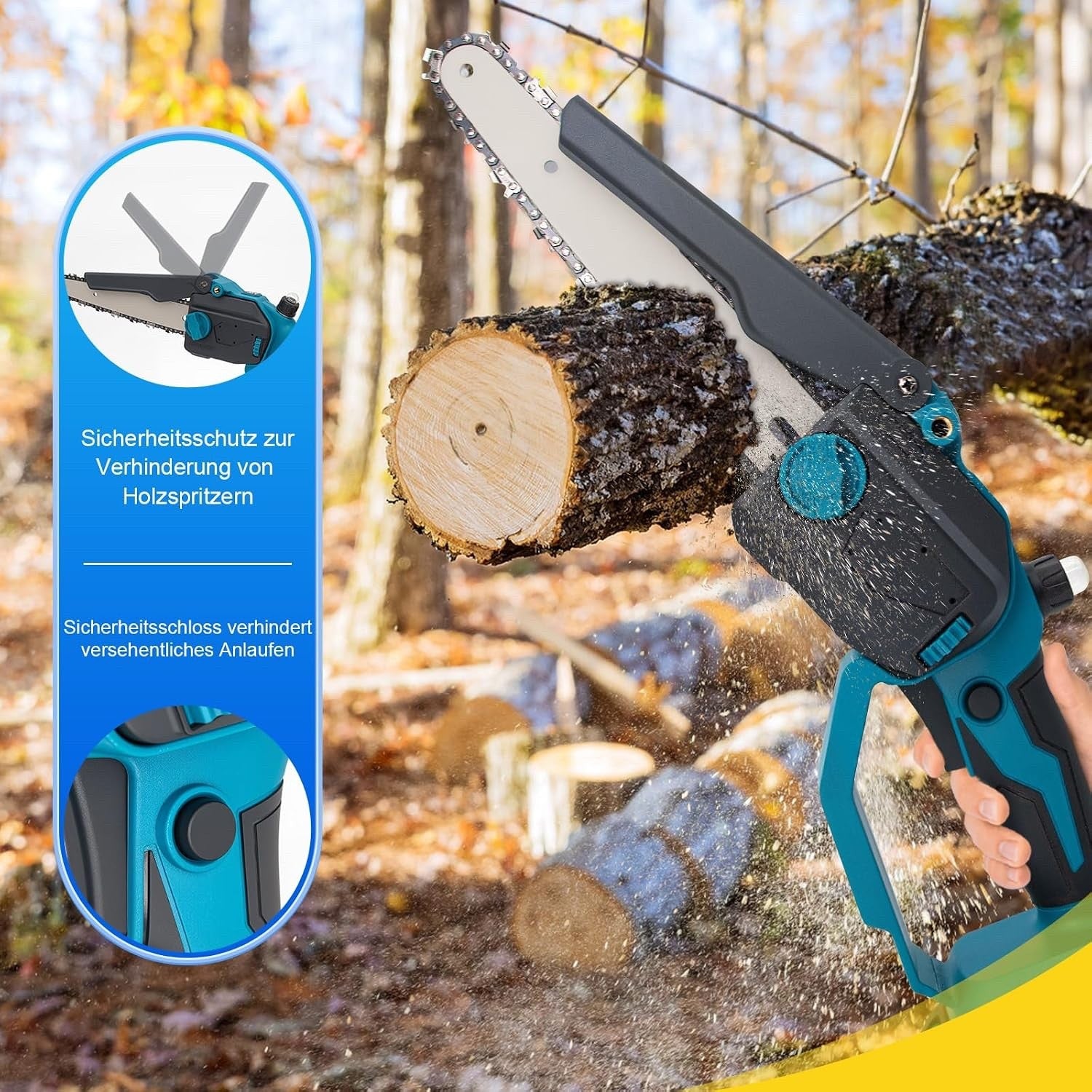 Cordless Mini Chainsaw Pruner 6 8 Inch Brushless 2 Batteries 4 Chains Kit Set