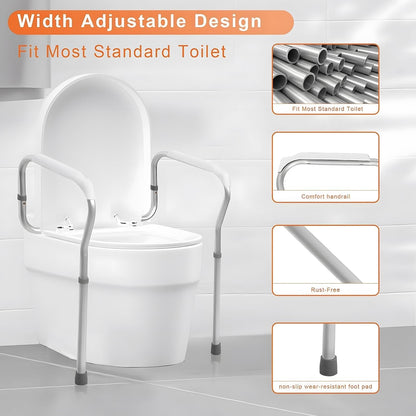 Toilet Safety Frame Rails Adjustable Height Width Aluminium Grab Bars 150kg Aid