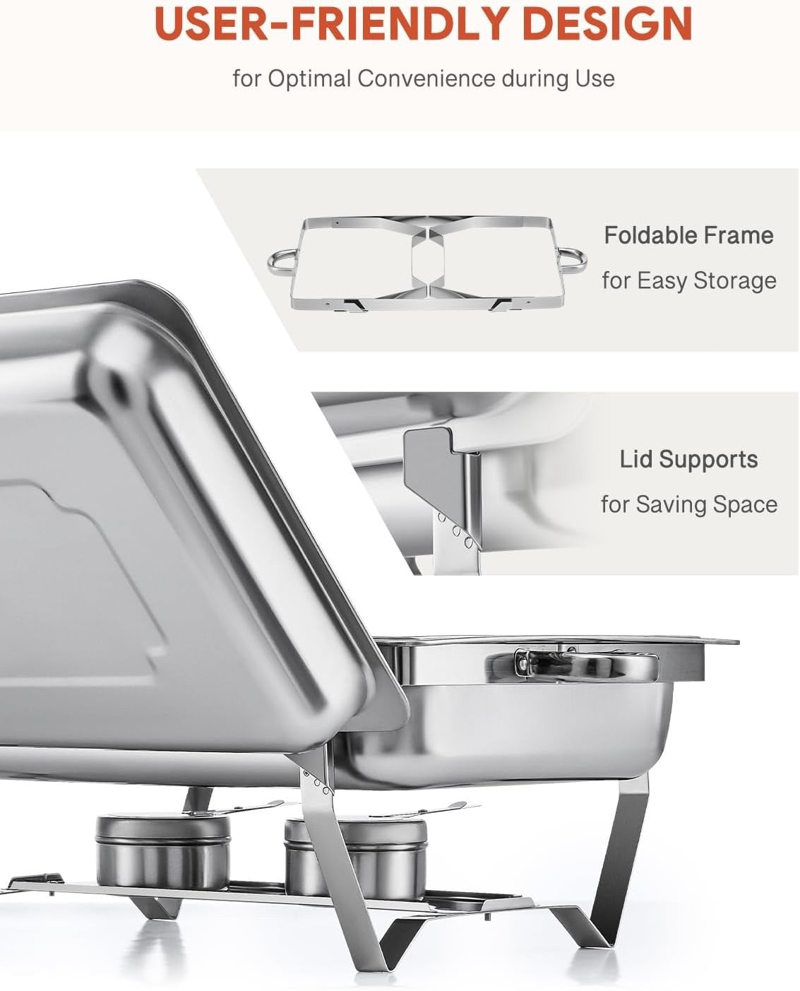 Wilprep 9L Chafing Dish Set of 2 Stainless Steel Buffet Food Warmers with Pans