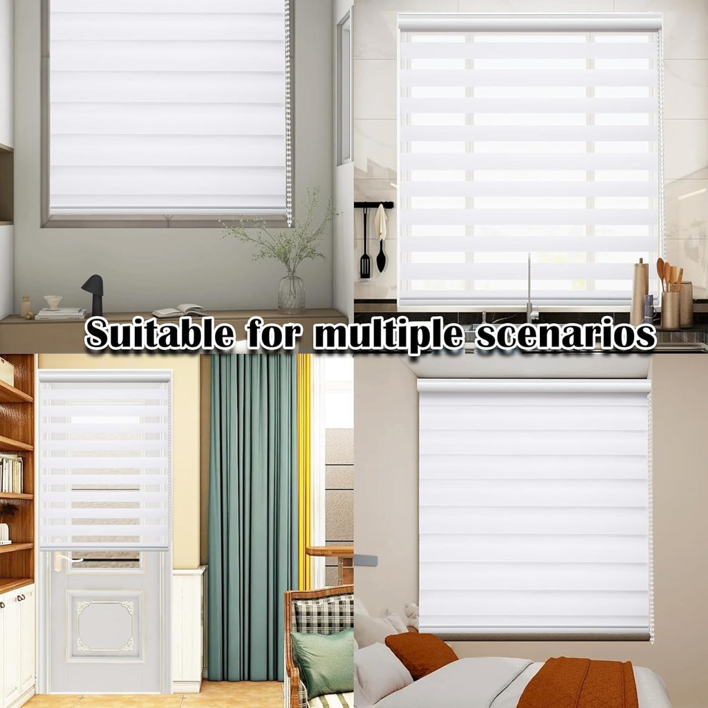 Zebra Roller Blind 100x150cm Day Night Blackout Window Shade White Indoor