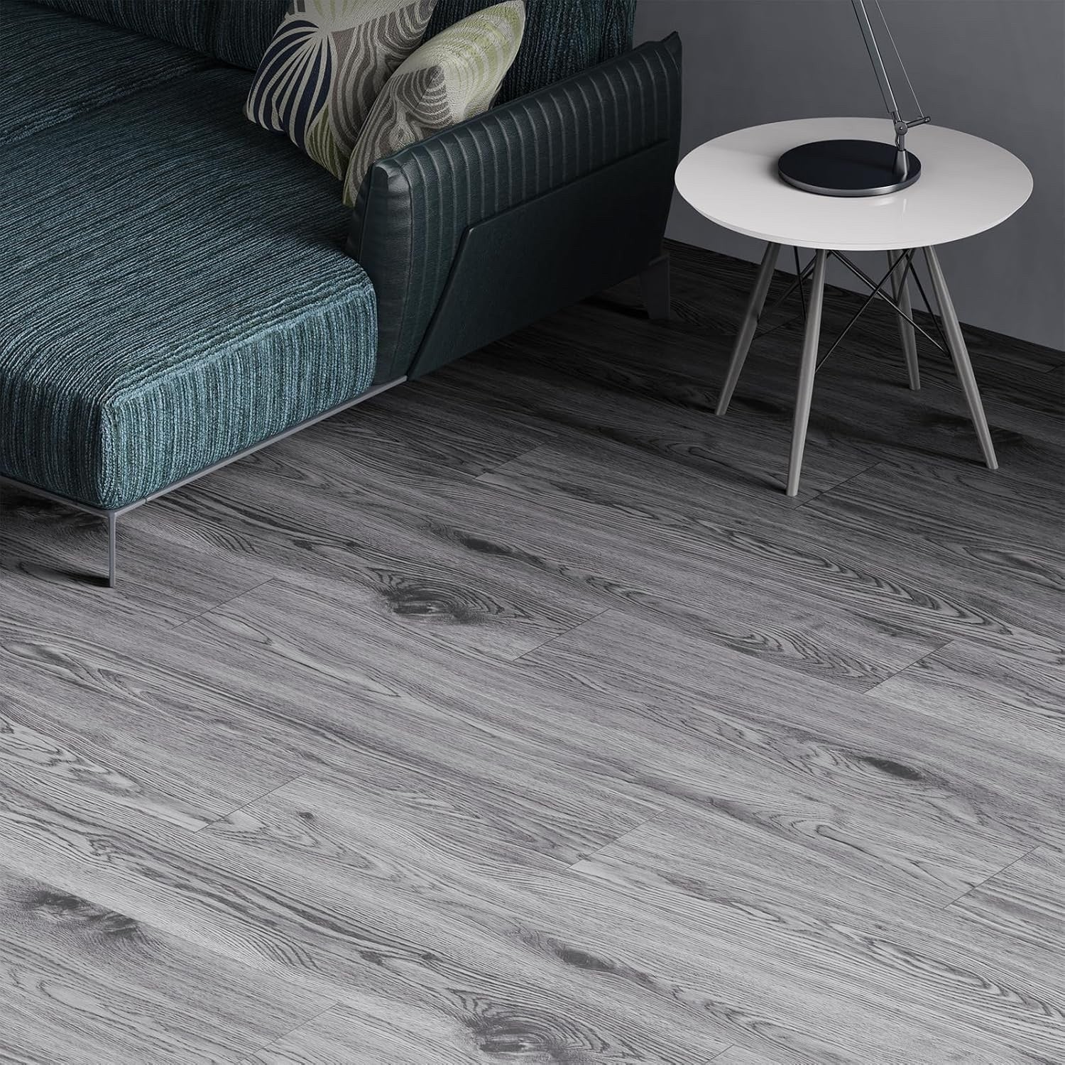 Peel Stick Vinyl Floor Tiles 1m² Washed Grey Wood Effect 2mm Self Adhesive
