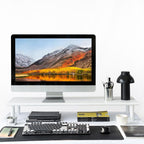 Dual Monitor Stand Riser Bamboo Desk Shelf White Heavy Duty 130lb Storage