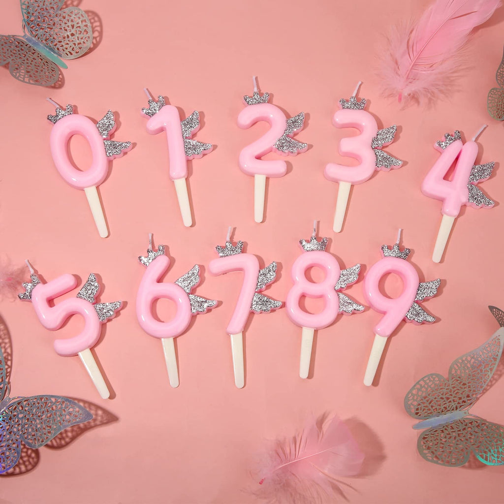 2.6" Large Birthday Candles Number 9 Candle Glitter Pink Birthday Candle Cake