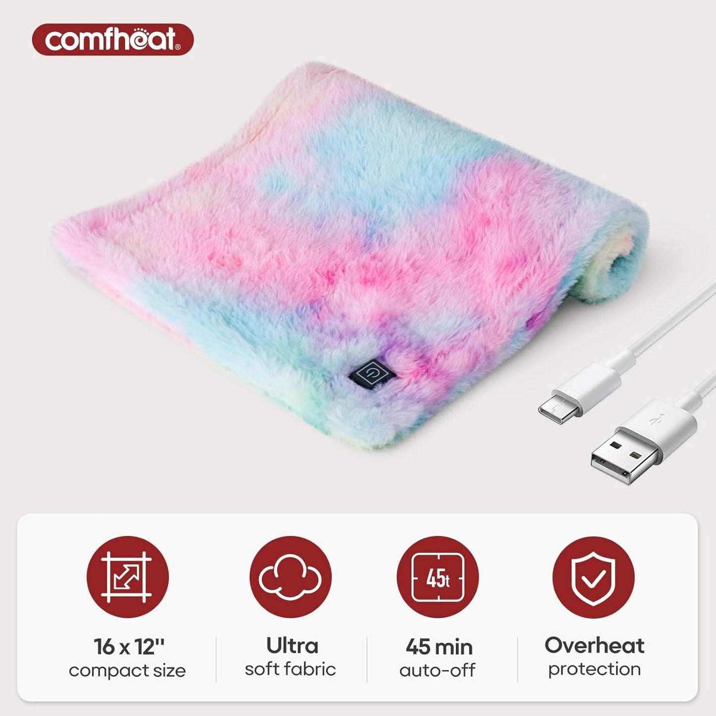USB Heating Pad 5V Portable Heat Pad 3 Settings Auto Off Travel Camping 16x12