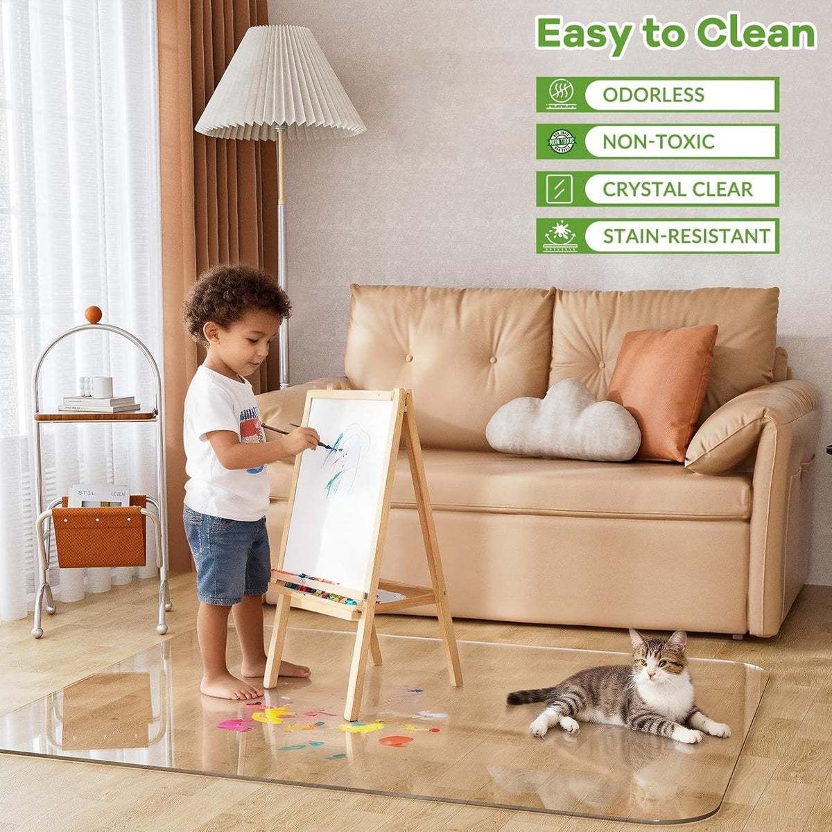 Office Chair Mat Clear 90x120cm Hard Floor Protector PVC Large Desk Floor Mat