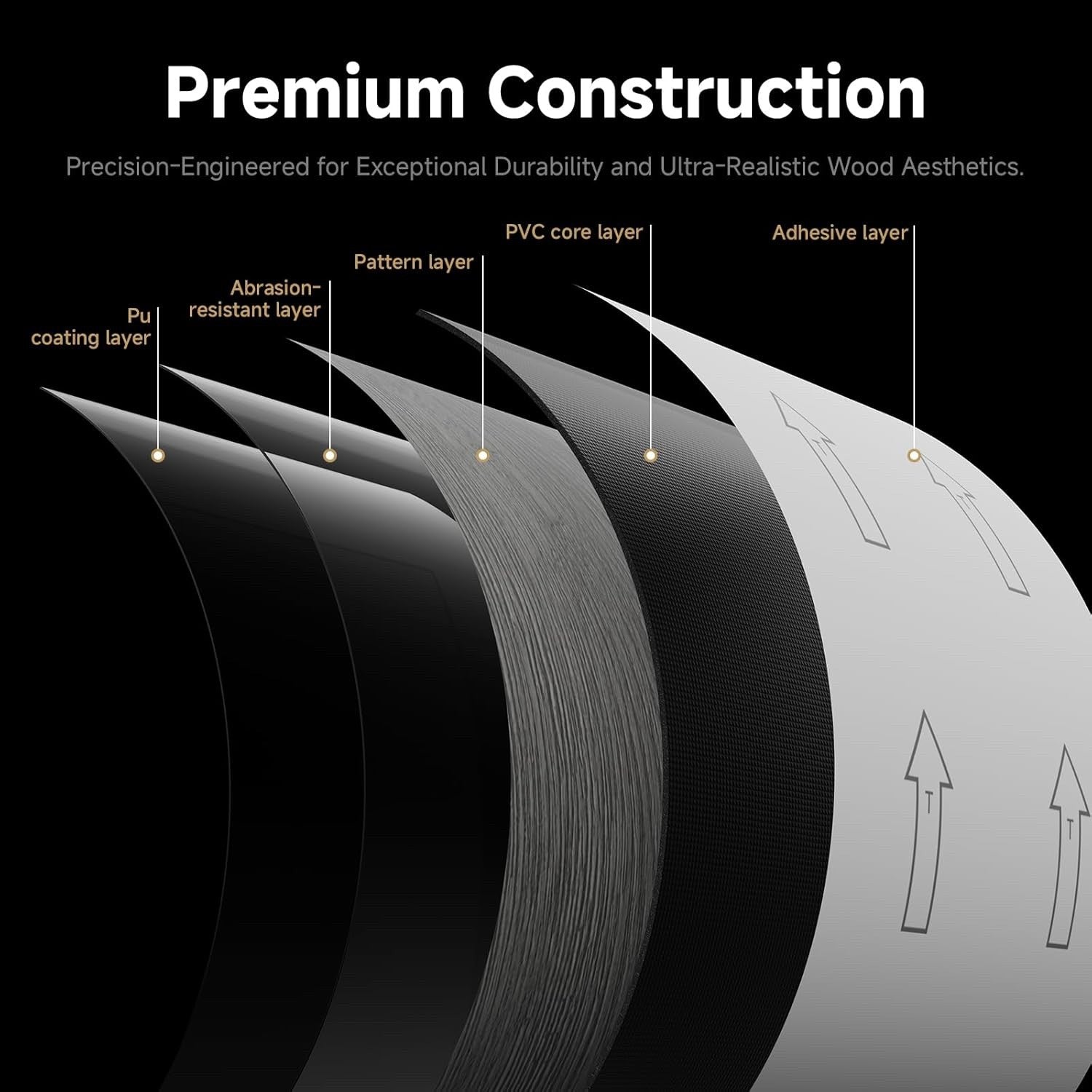 36 Pack Peel and Stick Vinyl Flooring Planks Dark Grey Wood 5.02m²