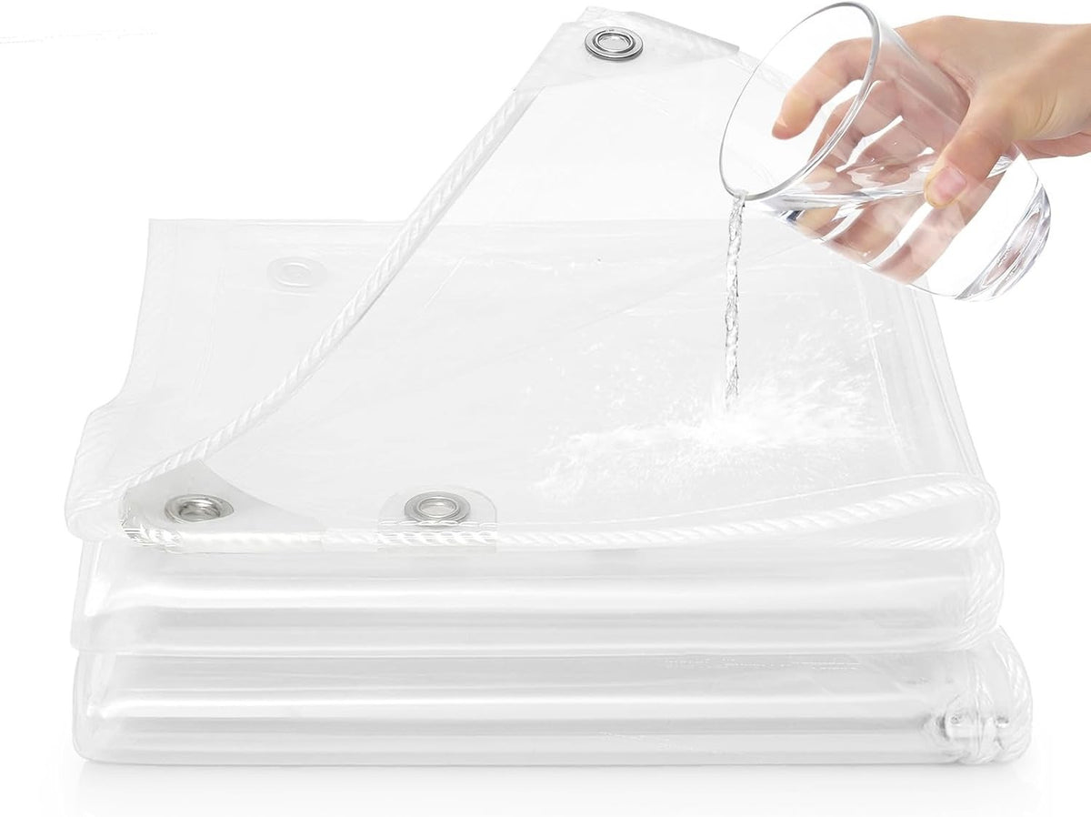Clear Tarpaulin Waterproof Heavy Duty 4x6m PVC Sheet With Eyelets Garden Cover