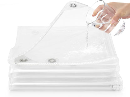 Clear Tarpaulin Waterproof Heavy Duty 4x6m PVC Sheet With Eyelets Garden Cover