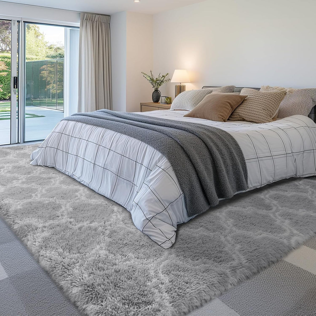 Shaggy Rug Large Living Room Carpet 300x425cm Light Grey Lantern Non Slip Soft