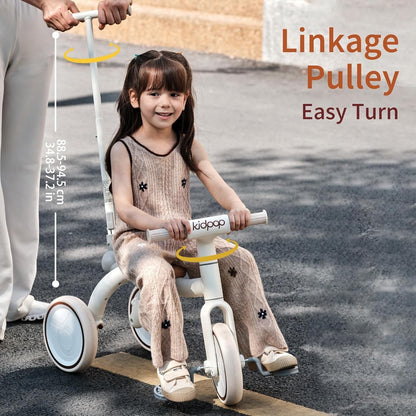 Kids Tricycle Stroller Balance Bike 3in1 Pedal Ride On Toddler Green 1-4yrs