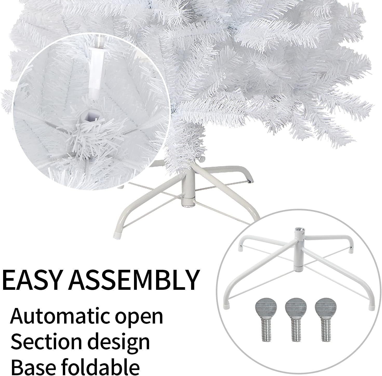 4FT White Artificial Christmas Tree 320 Tips Realistic with Metal Stand