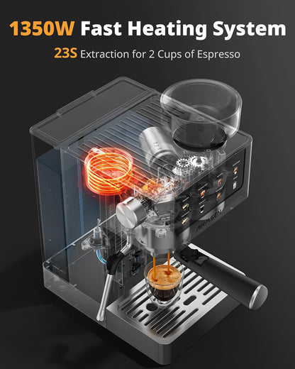 Bean To Cup Coffee Machine 20 Bar Grinder Milk Frother Touchscreen 1.8L 1350W