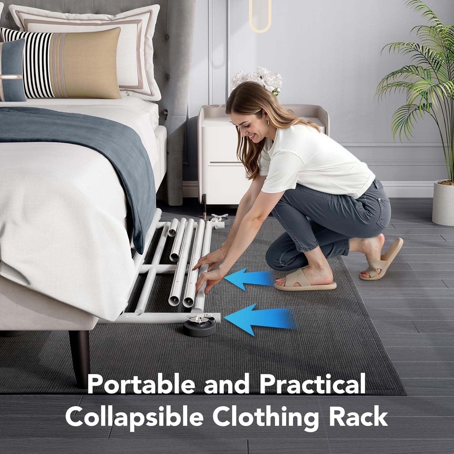 Heavy Duty Double Clothes Rail w/ Wheels 209kg Adjustable Mobile Rack