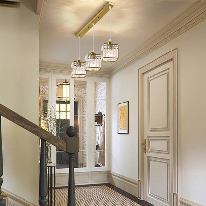 Crystal Chandelier Ceiling Light 3 Lights Adjustable Height E27 Pendant Modern