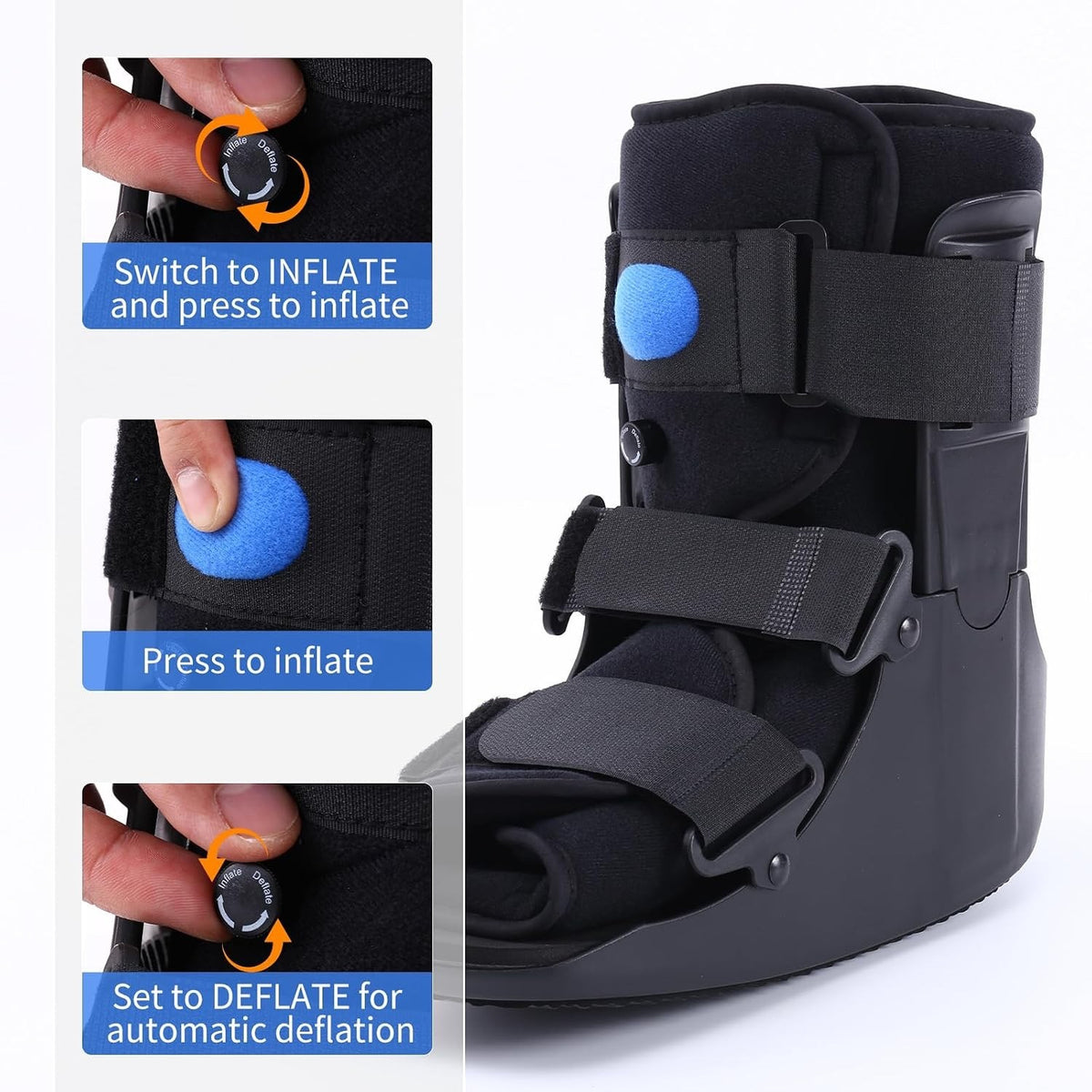 Walking Boot Ankle Brace Orthopaedic Air Walker Fracture Support Black 8.5-10.5