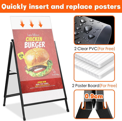 A1 Pavement Sign A Board Double Sided Poster Holder Outdoor Advertising Display