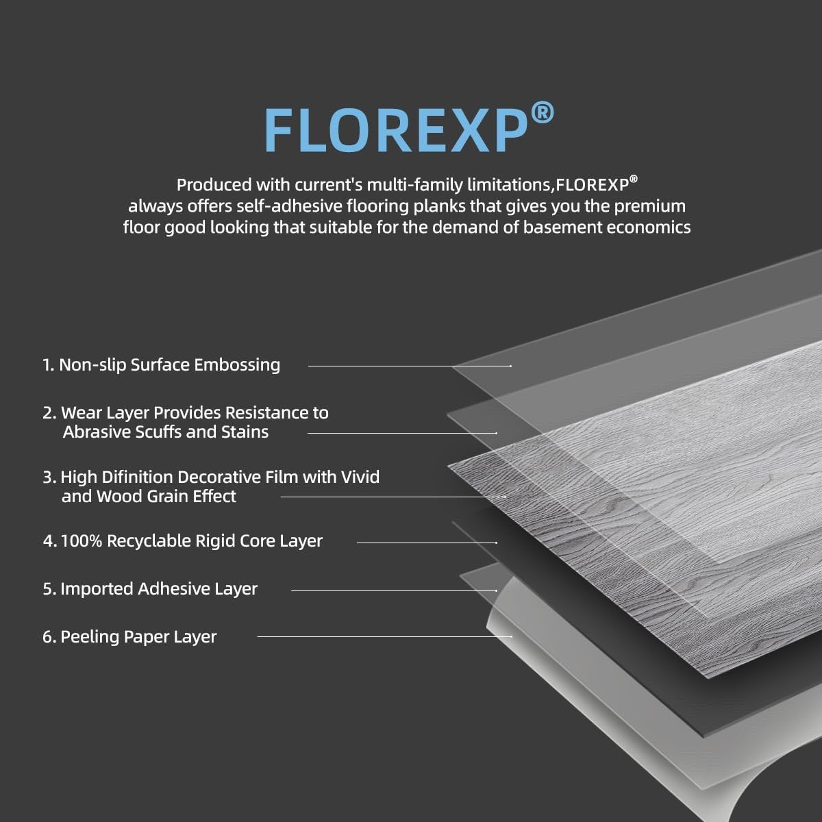 36pc Dark Poplar Peel Stick Vinyl Floor Tiles 2.0mm Waterproof 5.02sqm Pack