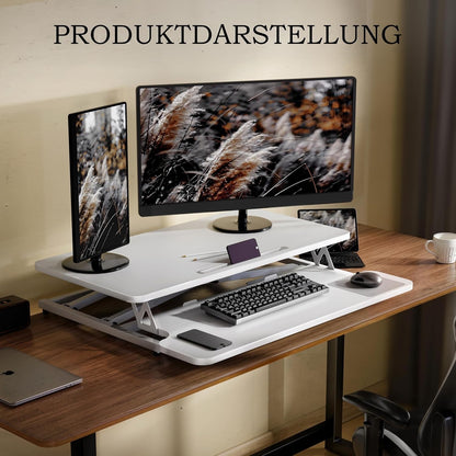 Standing Desk Converter Riser Height Adjustable 101cm White Stand Workstation