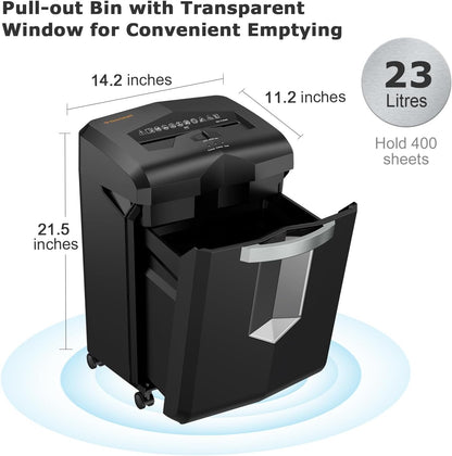 Paper Shredder Heavy Duty 18 Sheet Cross Cut Office Credit Card 23L Bin Black