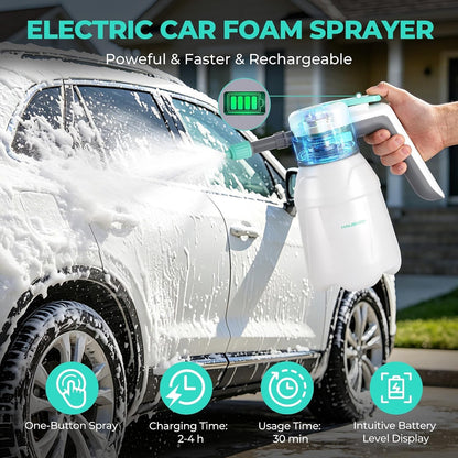 Foam Sprayer Electric 1.8L Cordless Car Wash Water Spray 90° Battery Display