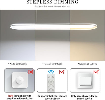 Oval Pendant Light 120cm Dimmable LED Ceiling Lamp Adjustable 3 Color Modes