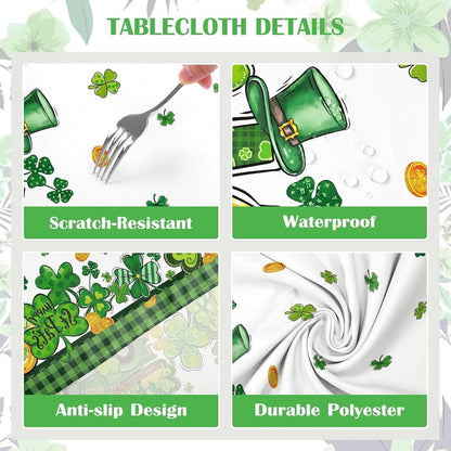St Patricks Tablecloth Shamrock Clover Polyester Rectangular 60x84 Party Decor