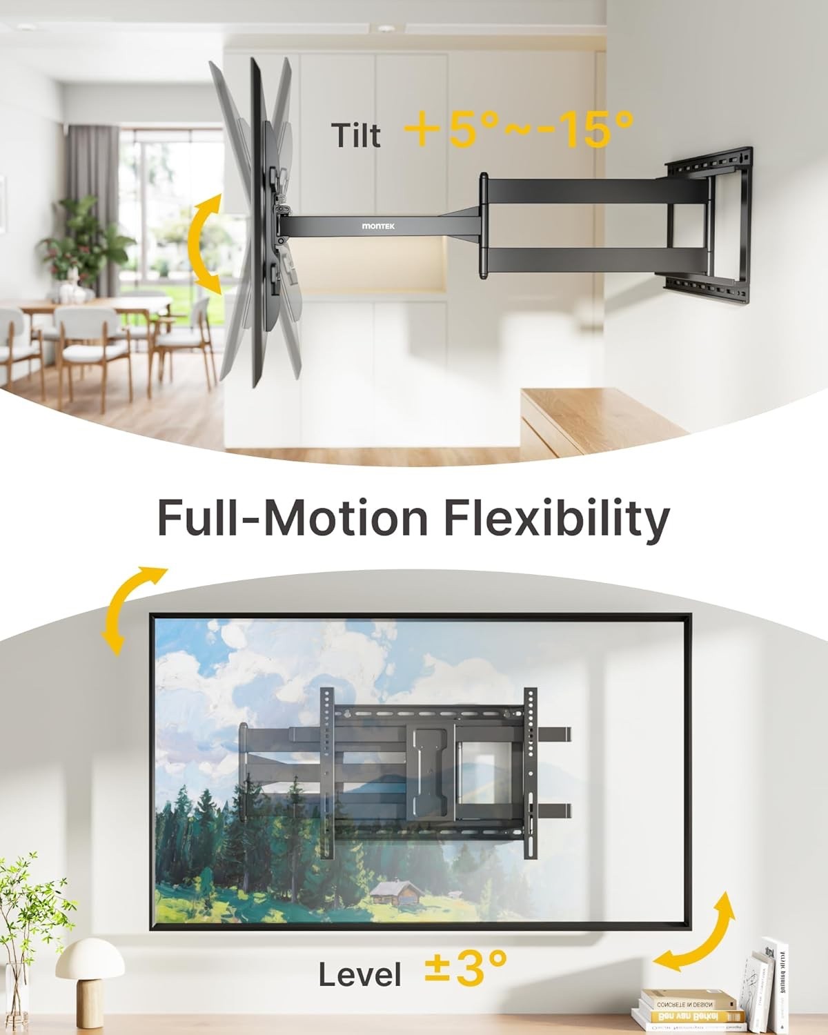 TV Wall Bracket Full Motion 43-80 Inch 1065mm Arm Swivel Tilt 50kg VESA 600x400