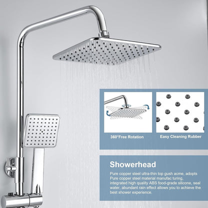 Shower Riser Rail Kit Rainfall Head Handheld Chrome Bathroom Mixer Set Hose