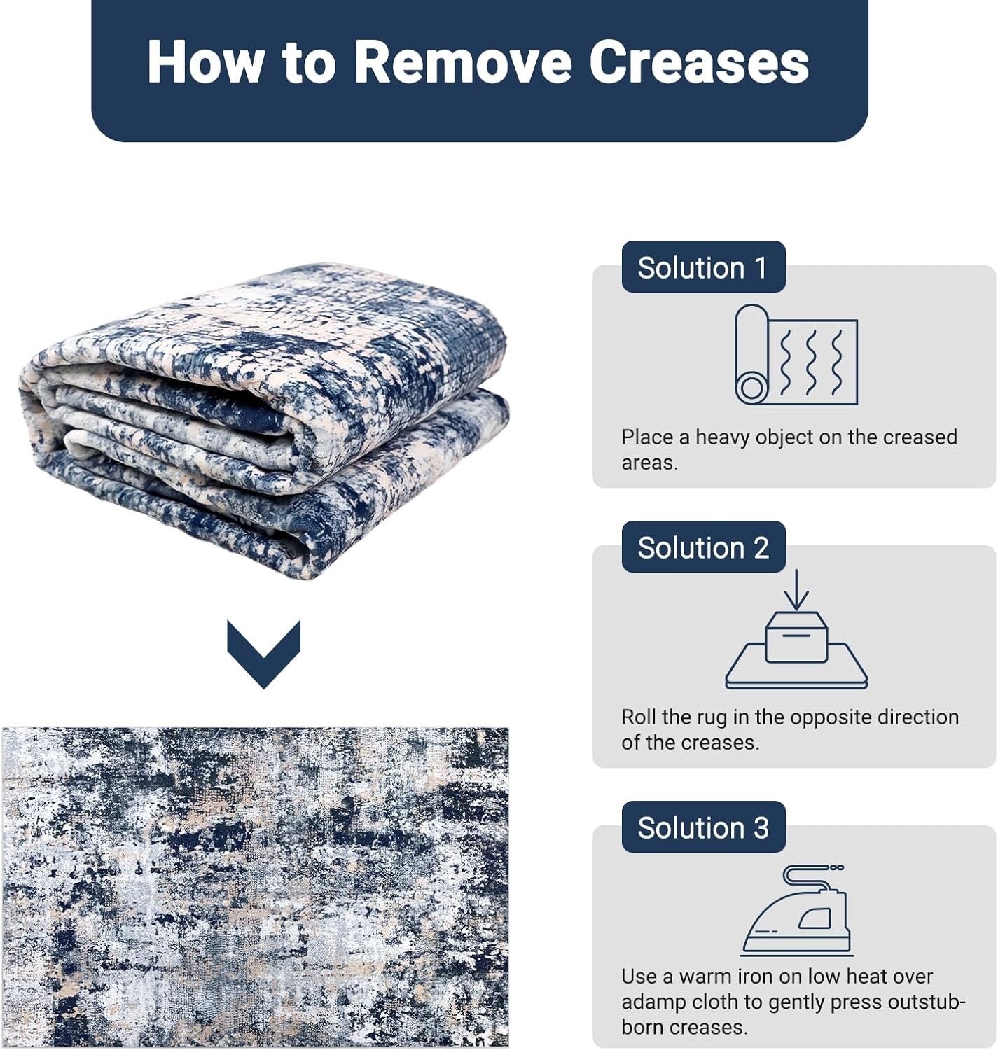 Large Area Rug Carpet 200x300cm Navy Blue Abstract Washable Non Slip Low Pile