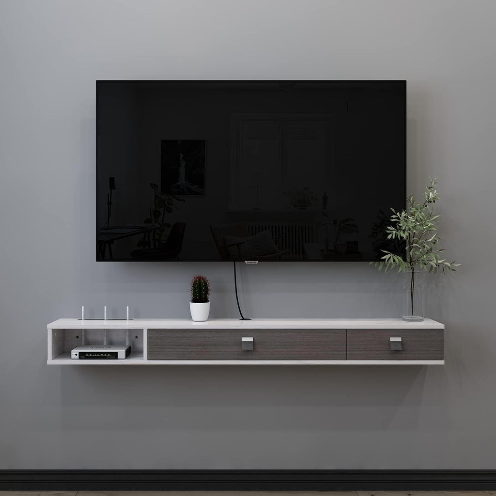 120cm Floating TV Unit Wall Mounted Media Console Cabinet Grey White