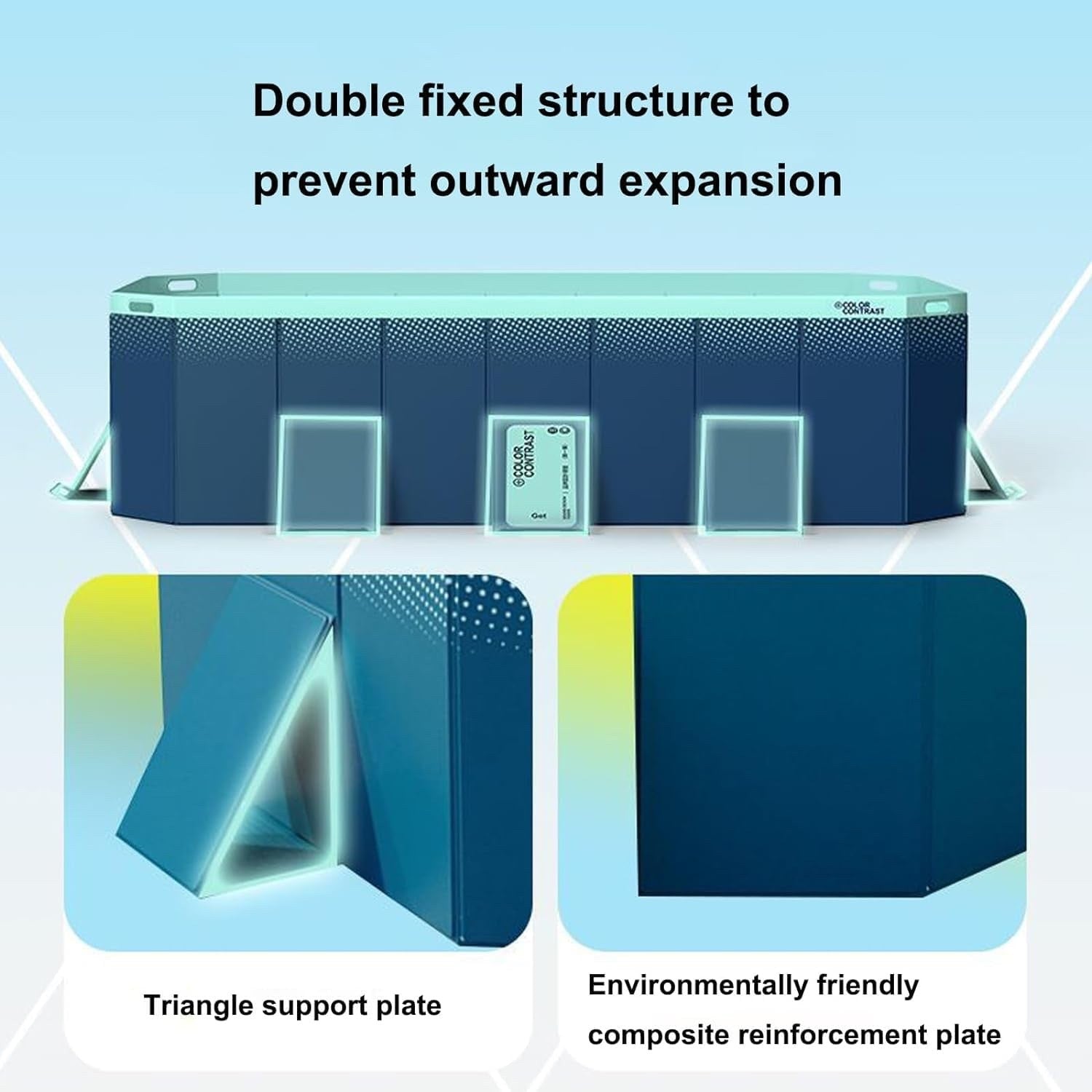 SKILBEAIA 3m Foldable Non-Inflatable Swimming Pool Hard Plastic Rectangle Pool