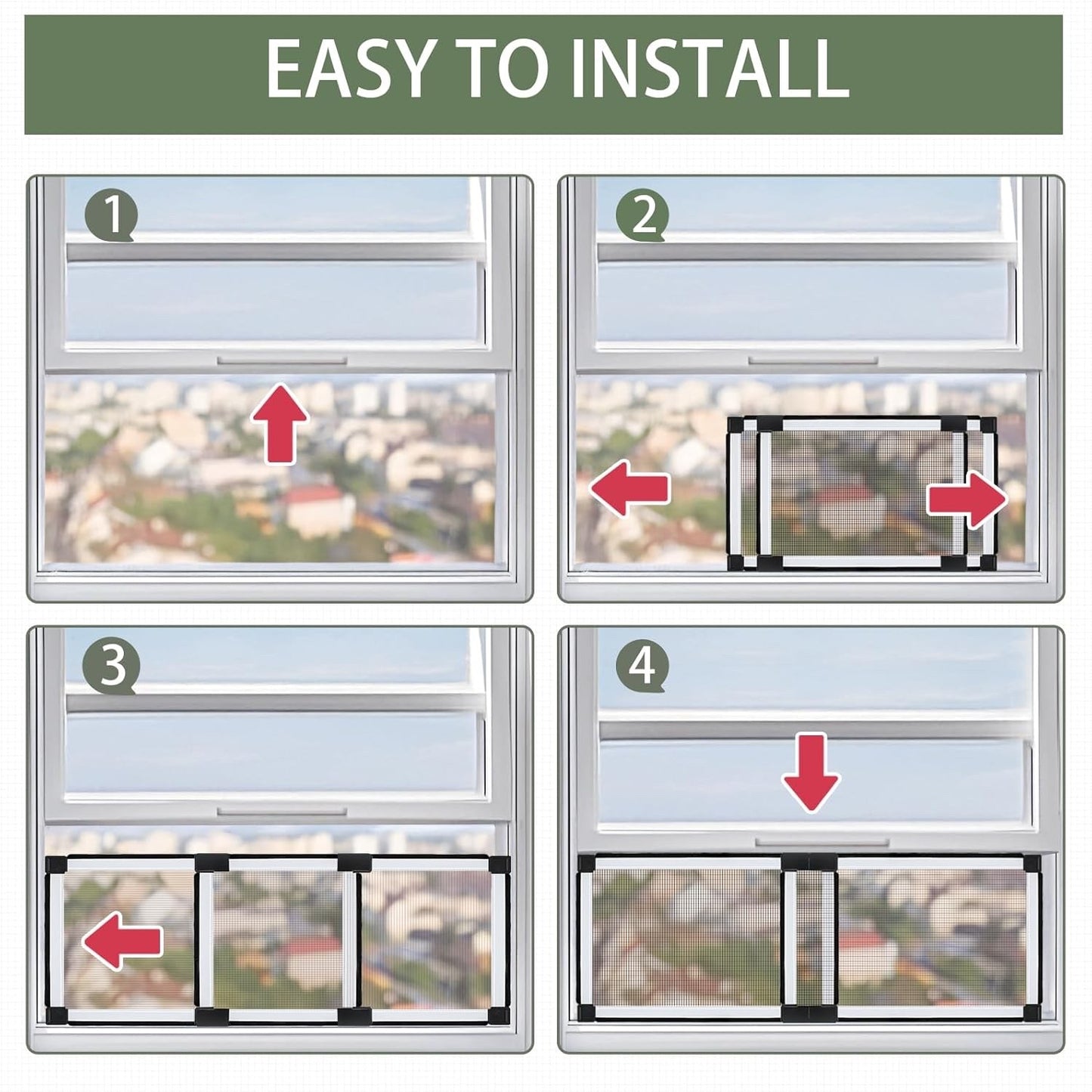 Fly Screen Window Mesh 2 Pack Adjustable Mosquito Aluminium Frame 40cm White