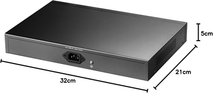 24 Port Gigabit PoE Network Switch 300W Unmanaged Ethernet 2 SFP Rackmount LAN