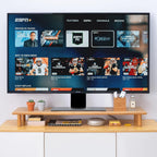 Bamboo Dual Monitor Stand Desk Shelf Riser Heavy Duty PC Laptop TV