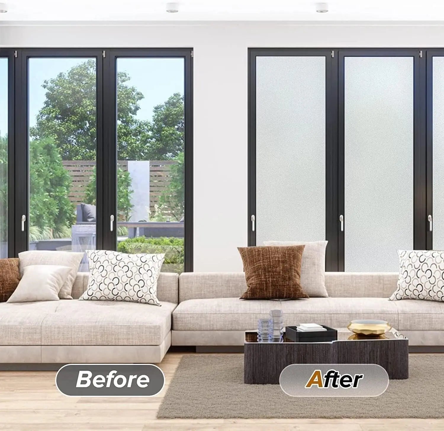 Rabbitgoo Non Adhesive Frosted Glass Film Anti UV Privacy Window Film RABBITGOO