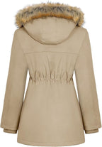 Womens Winter Parka Jacket Waterproof Fleece Lined Hooded Coat Khaki XL