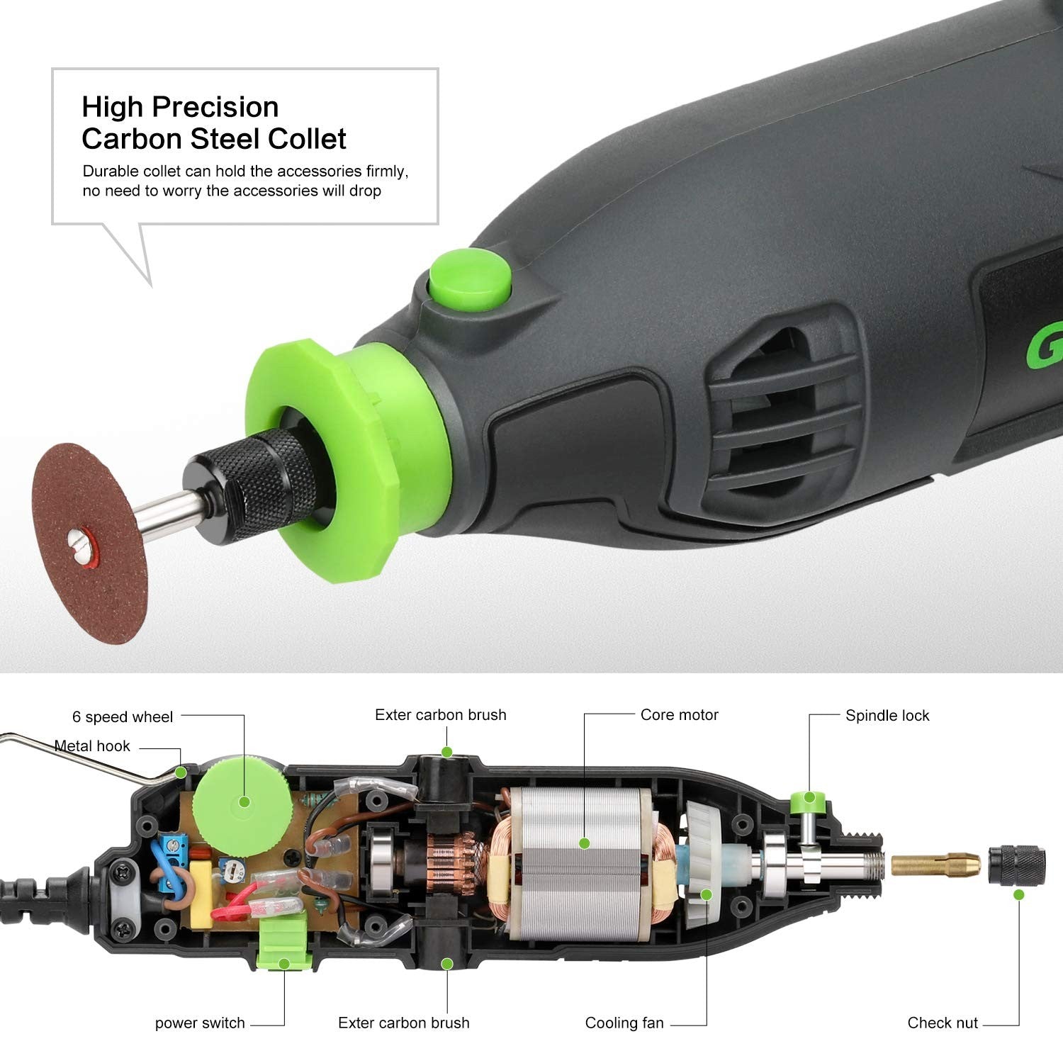 GALAX PRO Rotary Tool Kit 135W Variable Speed Control 8000-35000 RPM